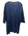 J. Crew Size XL Navy Blue Linen 3/4 Sleeve Scalloped Deep v neck Dress Navy Blue / XL