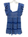 Lilly Pulitzer Size 16 Blue & White Cotton Ruffle Cap Sleeve Eyelet Tiered Dress Blue & White / 16