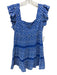 Lilly Pulitzer Size 16 Blue & White Cotton Ruffle Cap Sleeve Eyelet Tiered Dress Blue & White / 16