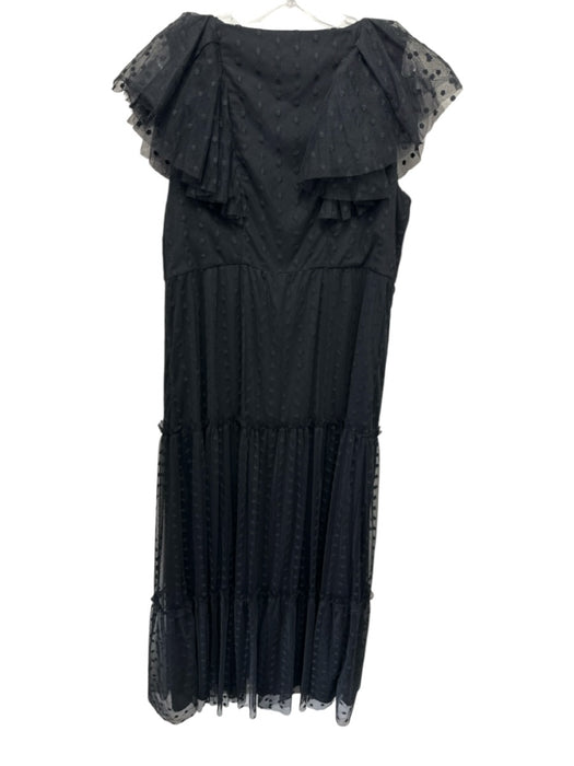 Tuckernuck Size XXL Black Polyester Ruffle Cap Sleeve Embroidered Dress Black / XXL