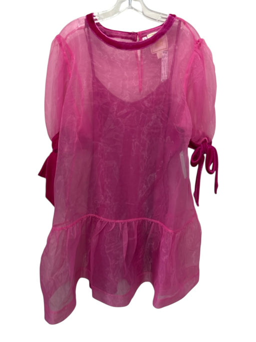 Emily McCarthy Size XL Pink & Fuchsia Cotton & Polyester Velvet Trim Dress Pink & Fuchsia / XL