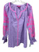 Lilly Pulitzer Size XL Lavender & Pink Cotton Floral Embroidered V Neck Top Lavender & Pink / XL