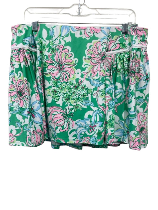 Lilly Pulitzer Size XL Green, Blue & White No Fabric Tag Elastic Waist Skort Green, Blue & White / XL