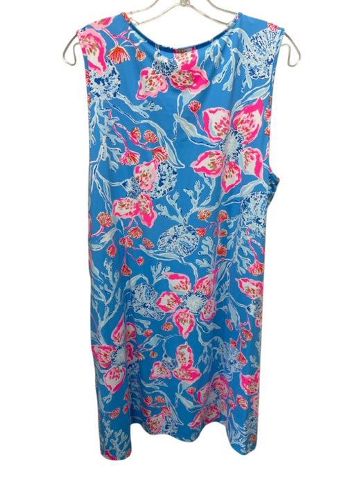 Lilly Pulitzer Size XL Blue, Aqua & Pink Nylon Blend Sleeveless V Neck Dress Blue, Aqua & Pink / XL