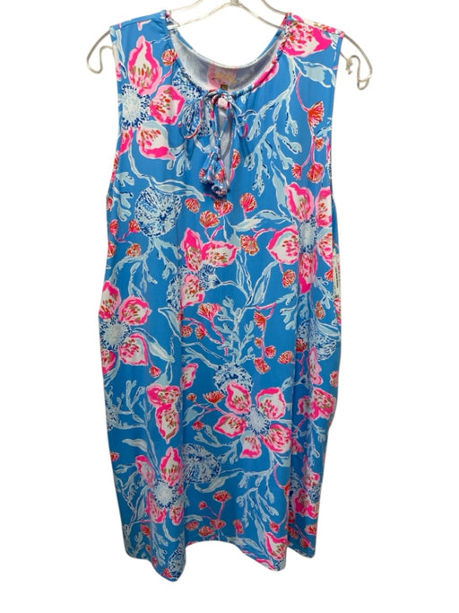 Lilly Pulitzer Size XL Blue, Aqua & Pink Nylon Blend Sleeveless V Neck Dress Blue, Aqua & Pink / XL