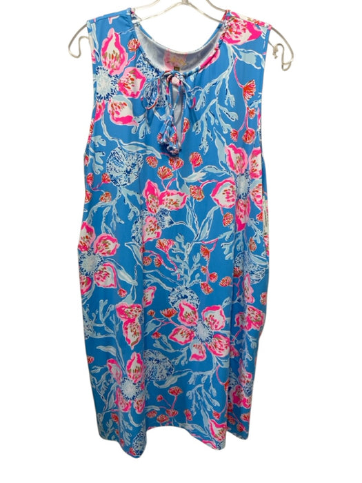 Lilly Pulitzer Size XL Blue, Aqua & Pink Nylon Blend Sleeveless V Neck Dress Blue, Aqua & Pink / XL