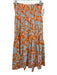 Olivia James Size L Orange & Gray Cotton Shirred Waist Floral Tiered Maxi Skirt Orange & Gray / L