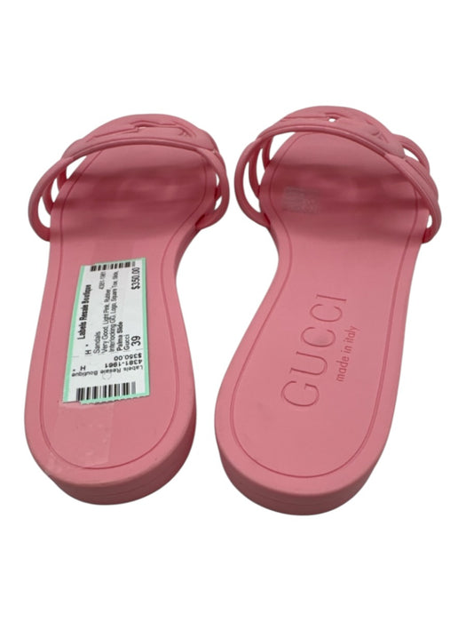 Gucci Shoe Size 39 Light Pink Rubber Interlocking GG Logo Square Toe Sandals Light Pink / 39
