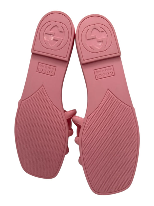 Gucci Shoe Size 39 Light Pink Rubber Interlocking GG Logo Square Toe Sandals Light Pink / 39