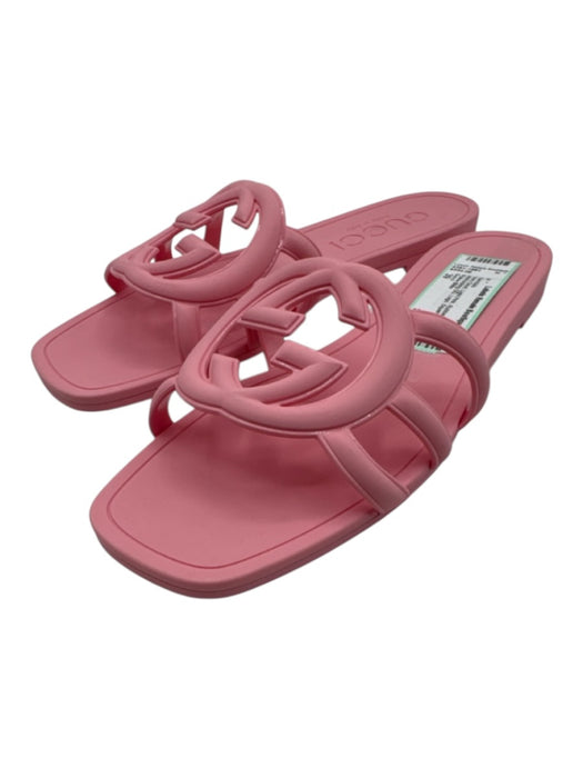 Gucci Shoe Size 39 Light Pink Rubber Interlocking GG Logo Square Toe Sandals Light Pink / 39