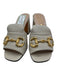 Gucci Shoe Size 39.5 Cream & Gold Leather Square Toe Horsebit Block Heel Sandals Cream & Gold / 39.5