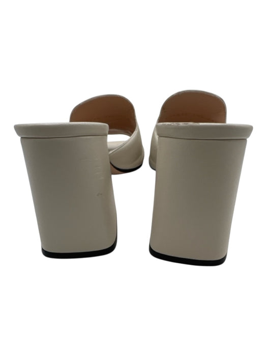 Gucci Shoe Size 39.5 Cream & Gold Leather Square Toe Horsebit Block Heel Sandals Cream & Gold / 39.5