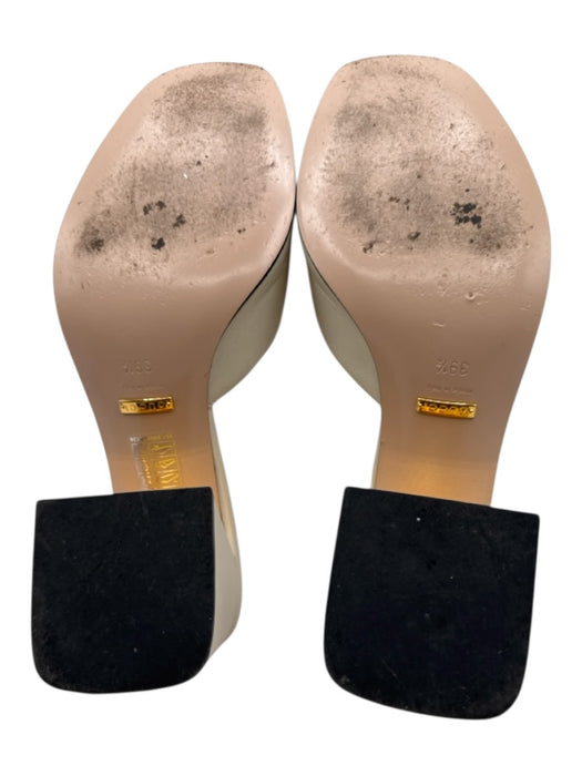 Gucci Shoe Size 39.5 Cream & Gold Leather Square Toe Horsebit Block Heel Sandals Cream & Gold / 39.5