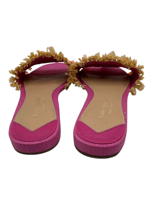 Kate Spade Shoe Size 9.5 Fuchsia, Orange & Cream Raffia Rhinestone Slide Sandals Fuchsia, Orange & Cream / 9.5