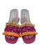 Kate Spade Shoe Size 9.5 Fuchsia, Orange & Cream Raffia Rhinestone Slide Sandals Fuchsia, Orange & Cream / 9.5