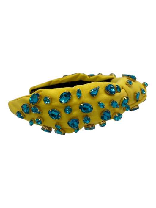 La Bella Yellow & Turquoise Fabric Rhinestones Hearts Tear Drop Knot Headband Yellow & Turquoise