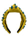 La Bella Yellow & Turquoise Fabric Rhinestones Hearts Tear Drop Knot Headband Yellow & Turquoise