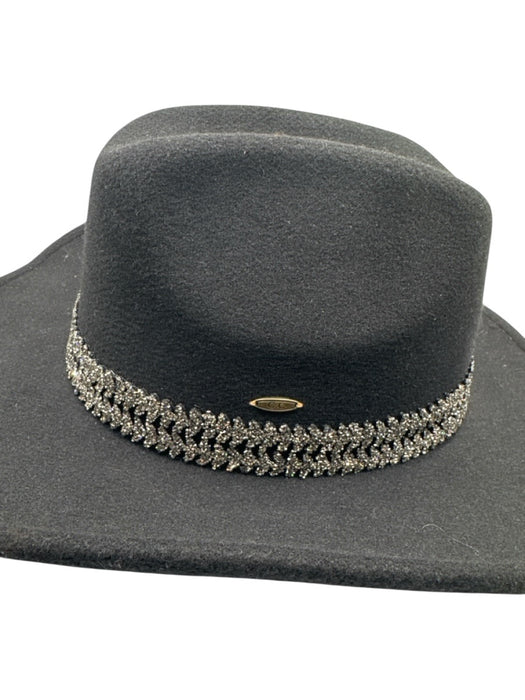 C.C exclusives Black Polyester Rhinestone Wire Rim Western Hat Black / One Size