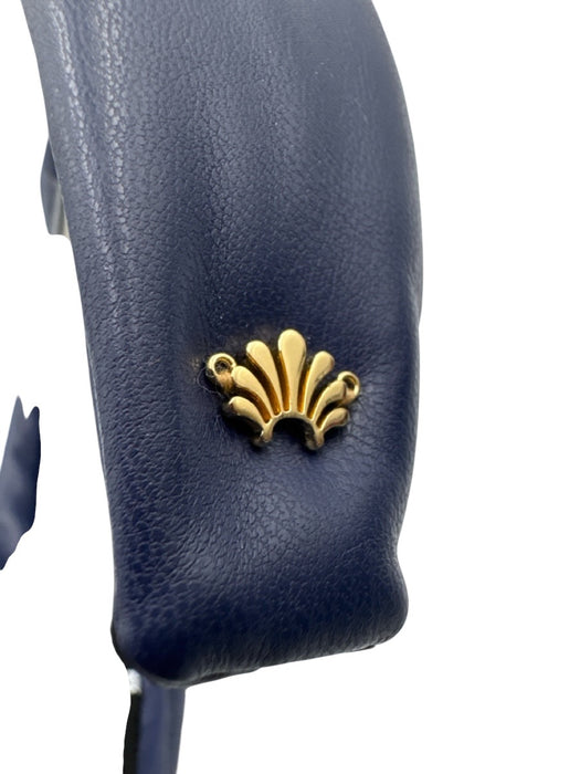 Lele Sadoughi Navy Blue Polyurethane Pleather Knot Detail Headband Navy Blue