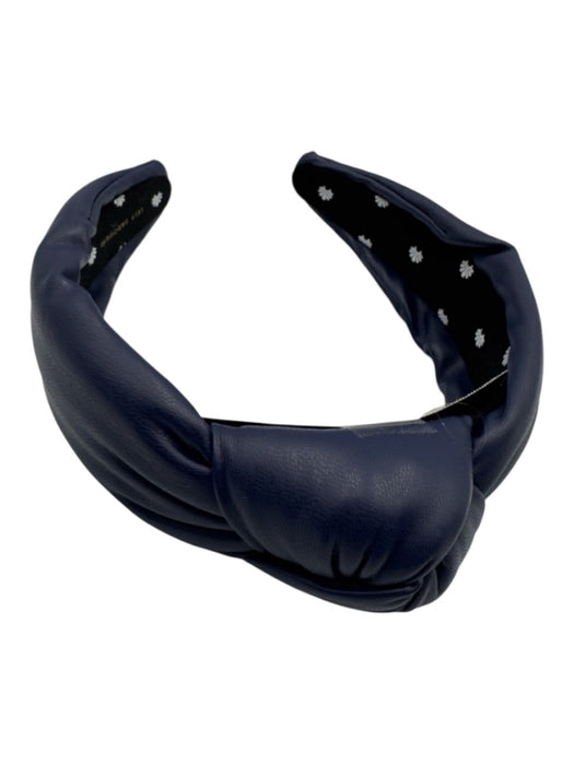 Lele Sadoughi Navy Blue Polyurethane Pleather Knot Detail Headband Navy Blue