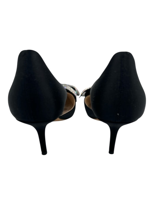 Badgley Mischka Shoe Size 9 Black & Clear Satin Rhinestone Bow Detail Pumps Black & Clear / 9