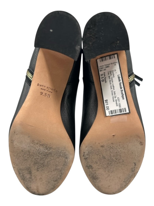 Kate Spade Shoe Size 9.5 B Black Pebble Leather Side Zip Almond Toe Booties Black / 9.5 B
