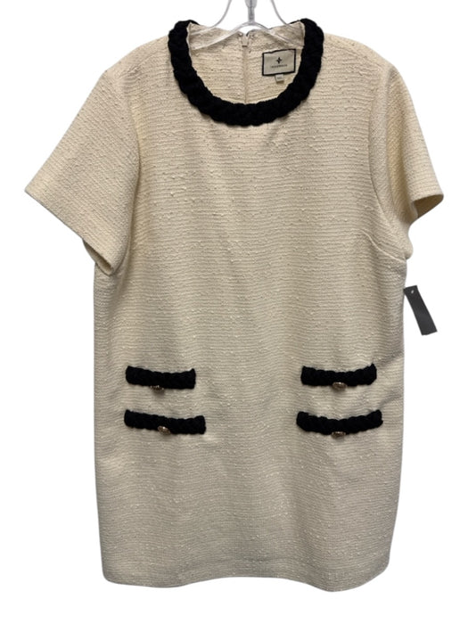 Tuckernuck Size XXL Cream & Black Polyester Boucle Back Zip Front Pocket Dress Cream & Black / XXL