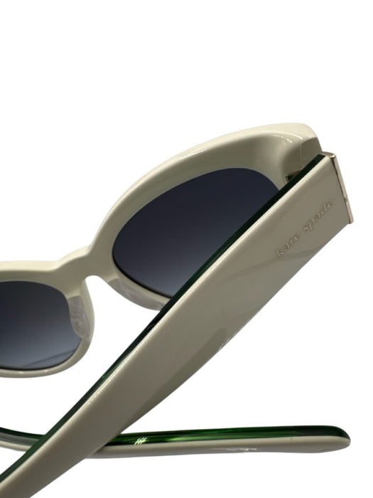 Kate Spade White & Green Acetate Cat Eye Color Block Sunglasses White & Green