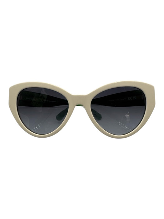 Kate Spade White & Green Acetate Cat Eye Color Block Sunglasses White & Green