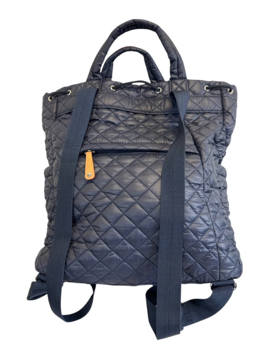 MZ Wallace Navy Blue Nylon Quilted Zip Up Backpack Bag Navy Blue / M