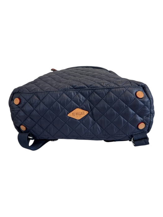 MZ Wallace Navy Blue Nylon Quilted Zip Up Backpack Bag Navy Blue / M