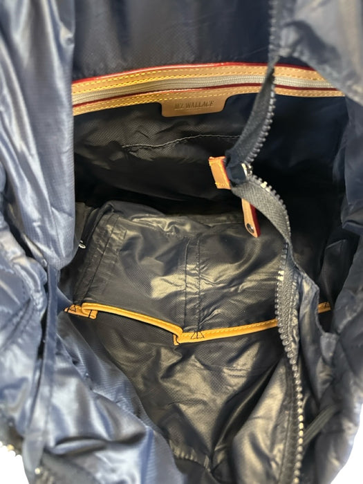 MZ Wallace Navy Blue Nylon Quilted Zip Up Backpack Bag Navy Blue / M