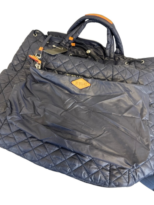 MZ Wallace Navy Blue Nylon Quilted Zip Up Backpack Bag Navy Blue / M
