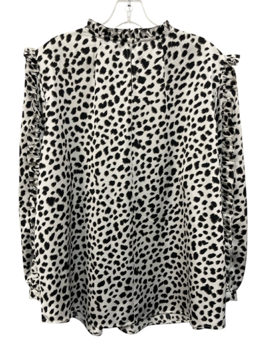 J Crew Size XXL White, Gray, & Black Polyester Ruffle Mock Collar Top White, Gray, & Black / XXL