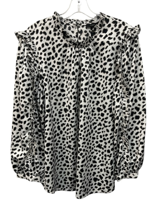J Crew Size XXL White, Gray, & Black Polyester Ruffle Mock Collar Top White, Gray, & Black / XXL