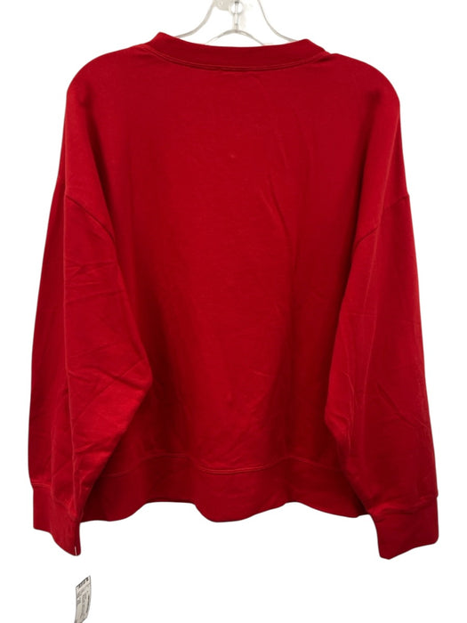 J Crew Size XXL Red & Clear Cotton & Polyester Rhinestone Crew Neck Sweater Red & Clear / XXL