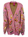 Queen of Sparkles Size L Pink, Yellow, Multi Acrylic & Cotton Bedazzled Cardigan Pink, Yellow, Multi / L