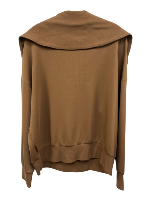 Varley Size L Brown Viscose & Polyester Turtleneck 1/4 Zip Rib Knit Jacket Brown / L