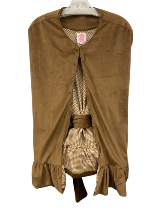 Elizabeth Wilson Size L Light Brown Polyester Velour Ruffle Hem Shawl Jacket Light Brown / L