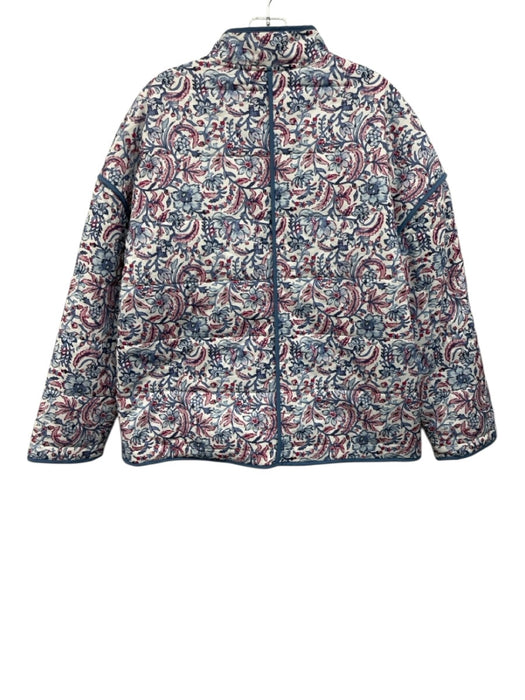 7 For All Mankind Size L Blue, Pink, White Cotton & Polyester Quilted Jacket Blue, Pink, White / L