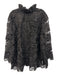 Tuckernuck Size XXL Black Polyester Long Sleeve High Neck Floral overlay Top Black / XXL