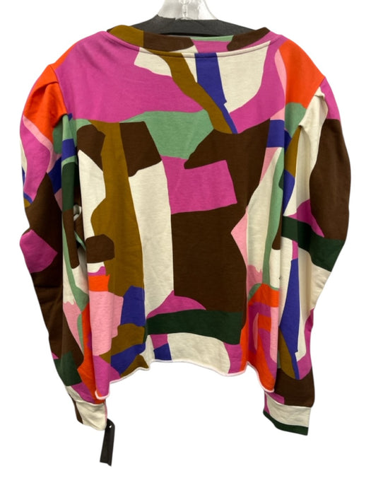 Crosby Size XXL Brown, Pink, Multi Cotton Long puff sleeve Sweatshirt Top Brown, Pink, Multi / XXL