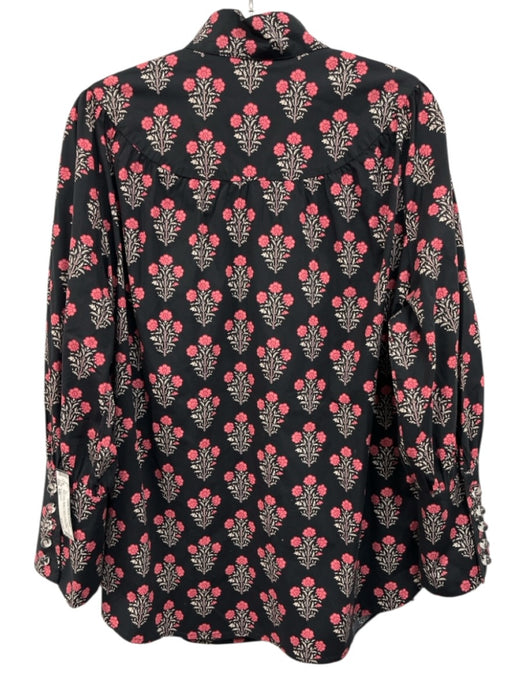 Tuckernuck Size XXL Blue, Pink, White Cotton stand collar Floral Print Top Blue, Pink, White / XXL