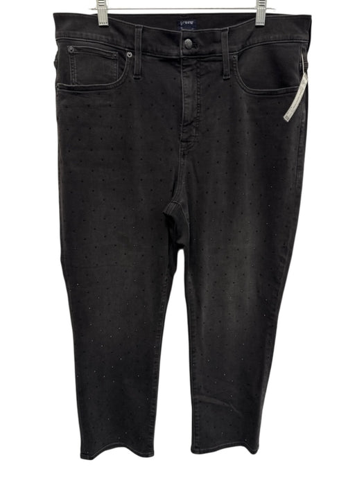 J Crew Size 33 Gray Wash Cotton & Viscose Rhinestone High Rise Jeans Gray Wash / 33