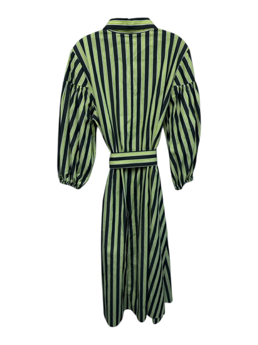 Kate Spade Size XL Green, White, Black Cotton Vertical Stripes Long Sleeve Dress Green, White, Black / XL