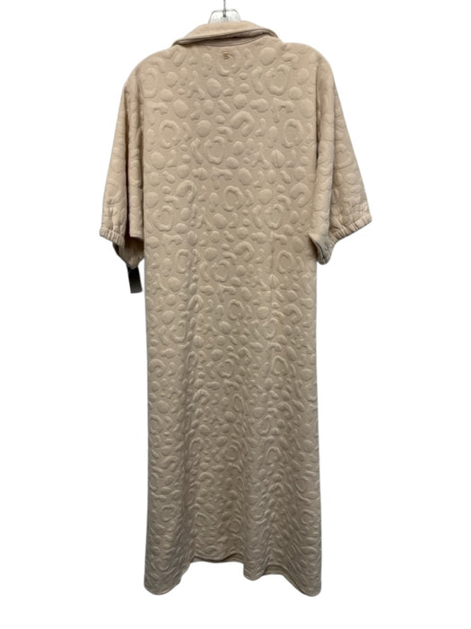 Emily McCarthy Size XL Cream Beige Polyester Blend Textile Collagen V Neck Dress Cream Beige / XL