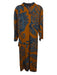 Spartina Size XXS Rust Brown & Blue Cotton Blend High Neck Abstract Print Dress Rust Brown & Blue / XXS