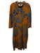 Spartina Size XXS Rust Brown & Blue Cotton Blend High Neck Abstract Print Dress Rust Brown & Blue / XXS