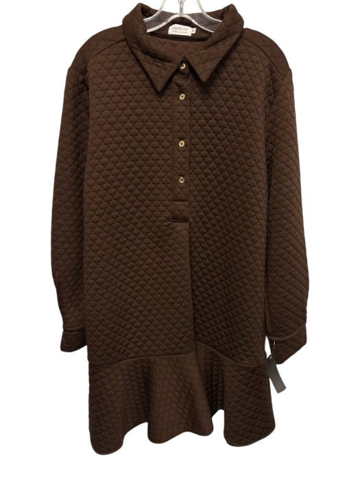 Shop the Mint Size XL Brown Cotton & Polyester Quarter Button Quilted Dress Brown / XL