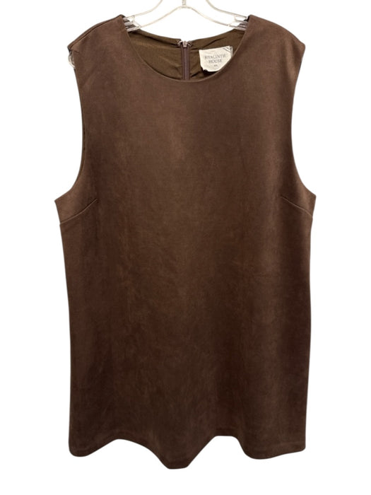 Hyacinth House Size XXL Dark Brown Microsuede Round Neck Knee Length Dress Dark Brown / XXL